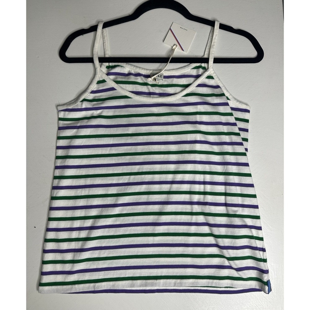 NWT Kule Striped White Green Purple Tank Top Size S
